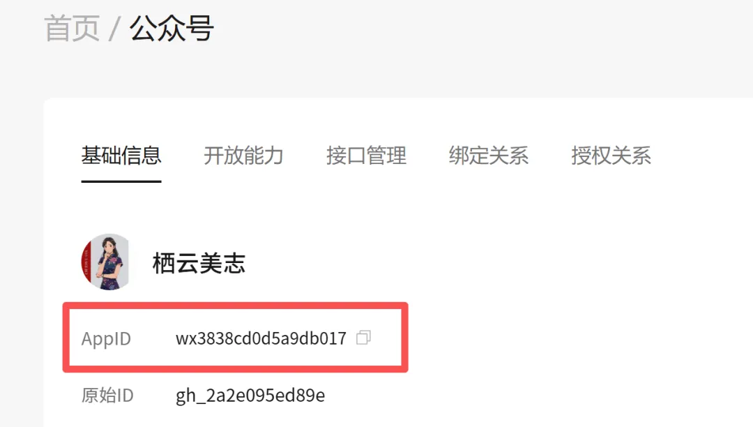 开发者平台公众号信息