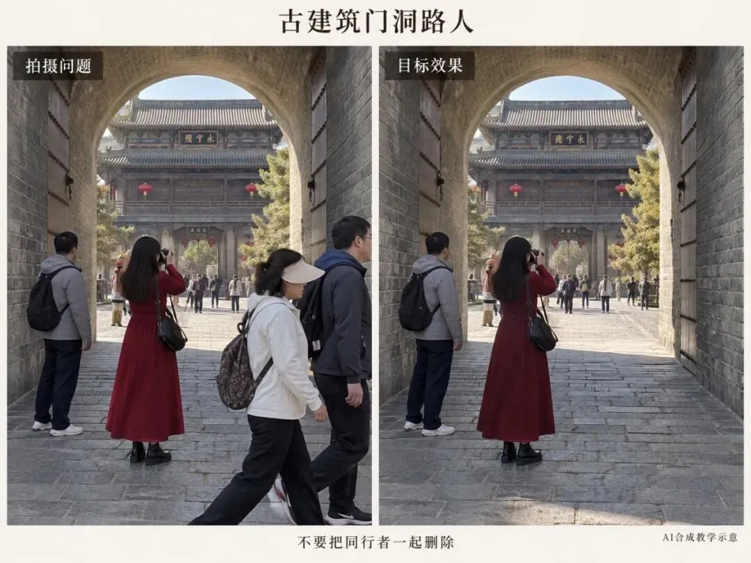 古建筑门洞路人