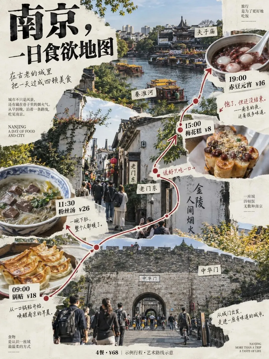 真实城市街景与四餐特写串成南京一日食欲地图