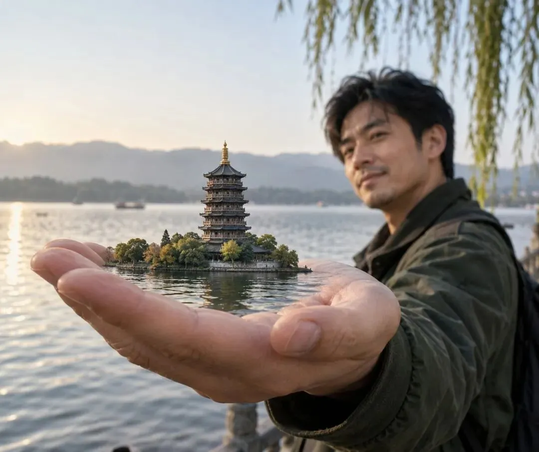 景点缩成掌心模型