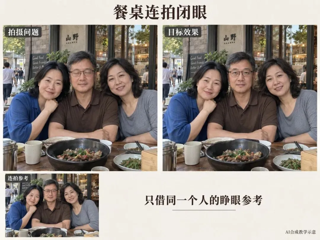 补充案例|餐桌连拍闭眼