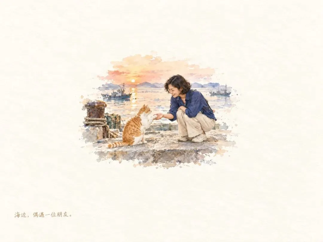 淡彩人与猫生成结果