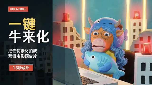 一键牛来化:生成牛来脸荒诞低成本动画电影预告片