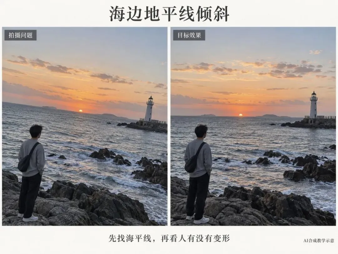 海边地平线倾斜