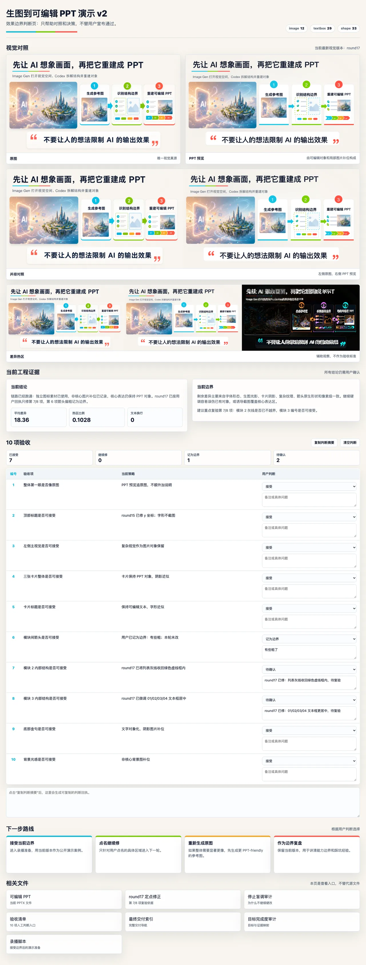 对比网页:把原图、PPT 预览、差异、验收项集中到一页